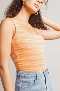 Tobi You Think So Stripe Bodysuit - Orange