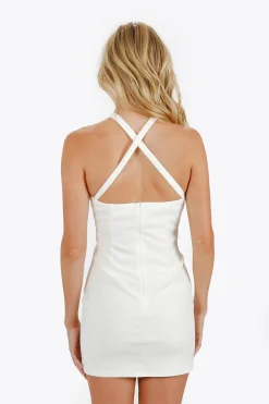 Tobi Zammarah Cross Halter Bodycon Mini Dress -