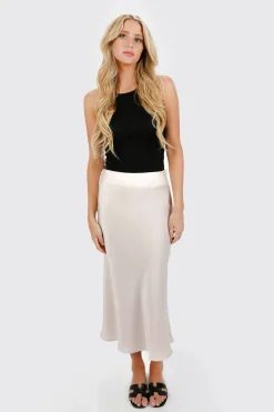 Tobi Zarina Satin Midi Skirt -