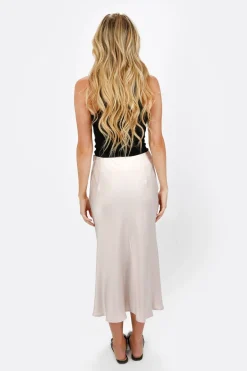 Tobi Zarina Satin Midi Skirt -
