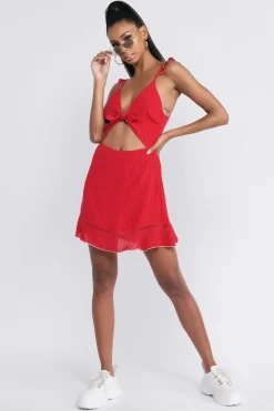 Tobi Zoey Front Knot Skater Mini Dress -
