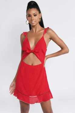Tobi Zoey Front Knot Skater Mini Dress -